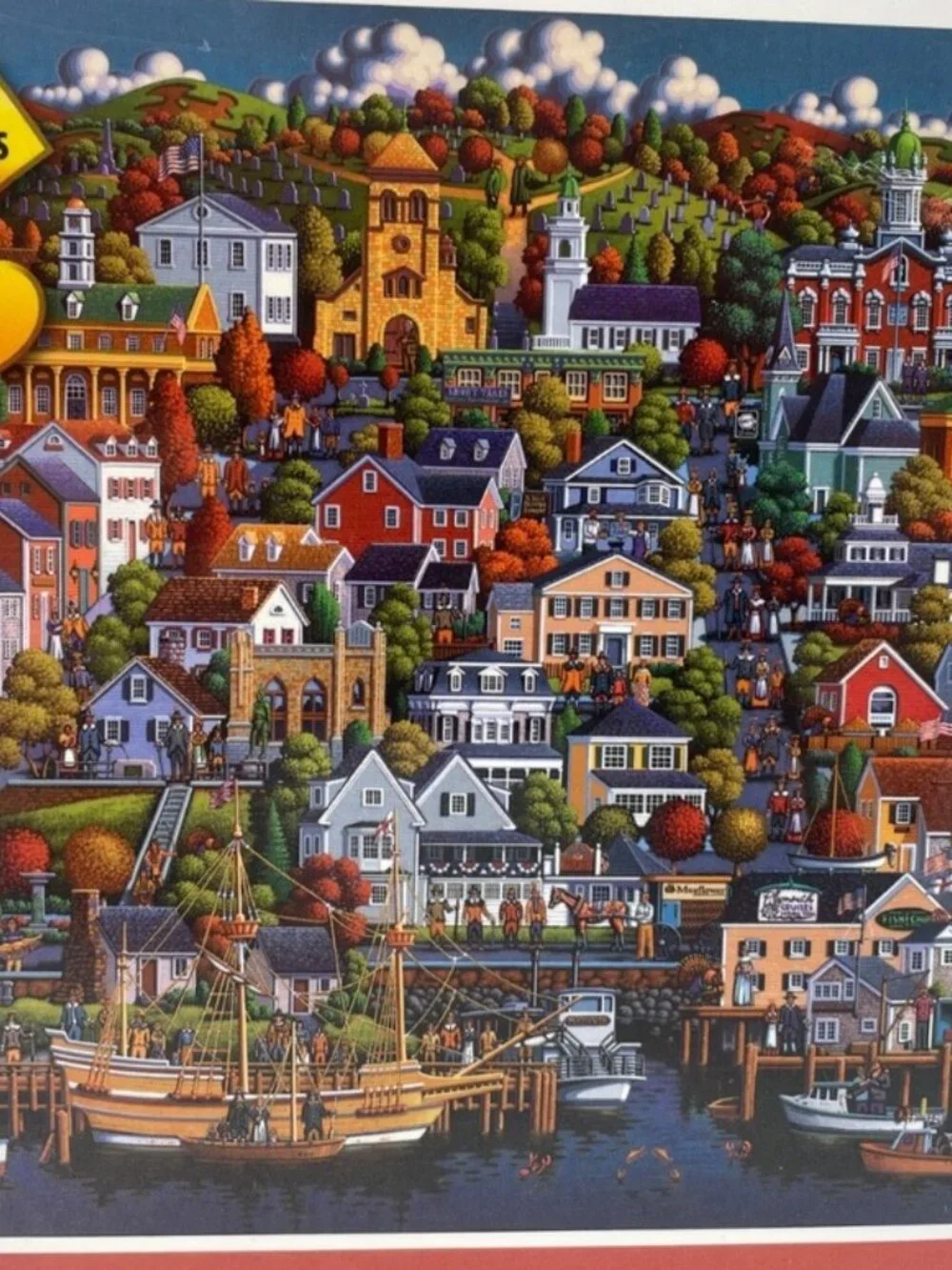 NEW Dowdle Folk Art Jigsaw Puzzles PLYMOUTH 1000 pcs 19 1/4